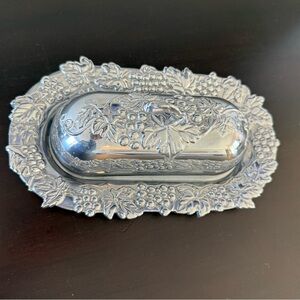 Lenox Silver Grape Weave Butter Dish